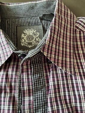 English Laundry Black Label Men's Black Plaid Button-Down Shirt